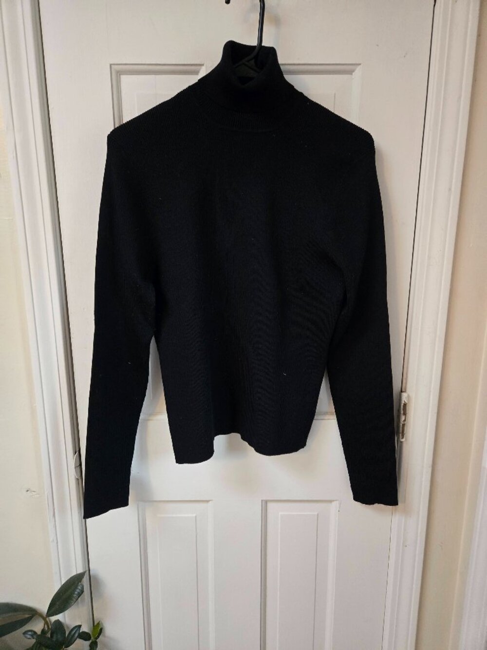 Lafayette 148 New York Silk Blend Ribbed Turtleneck Sweater Black Women's